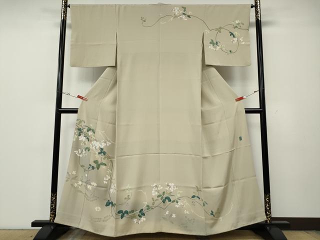 平和屋着物●京加賀糸目友禅作家　山崎巌　訪問着　蔦の葉花文　大丸扱い　正絹　逸品　CABG5569ut