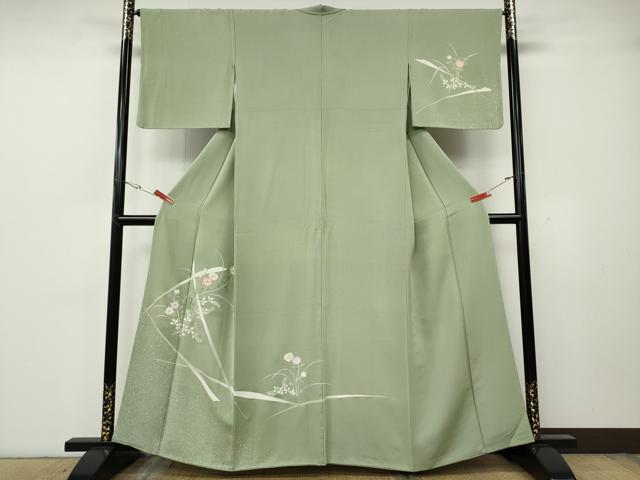 平和屋着物●訪問着　刺繍　草花文　金彩　正絹　逸品　CABG5570ut