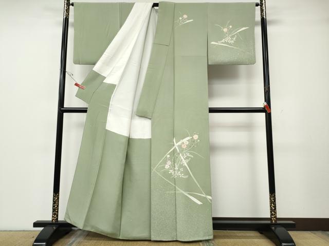 平和屋着物●訪問着　刺繍　草花文　金彩　正絹　逸品　CABG5570ut_1