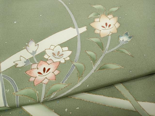 平和屋着物●訪問着　刺繍　草花文　金彩　正絹　逸品　CABG5570ut_5