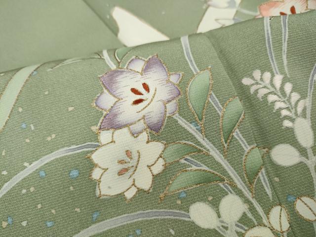 平和屋着物●訪問着　刺繍　草花文　金彩　正絹　逸品　CABG5570ut_6