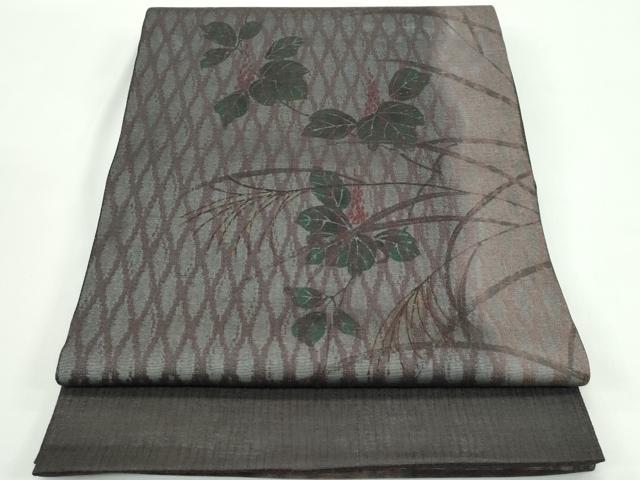 平和屋着物＊夏物　太鼓柄袋帯　草花文　金彩　正絹　逸品　CABG7343rv