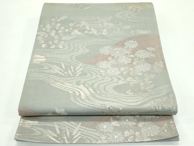 平和屋着物＊夏物　六通柄袋帯　秋草文　金銀糸　正絹　逸品　CABG7391rv