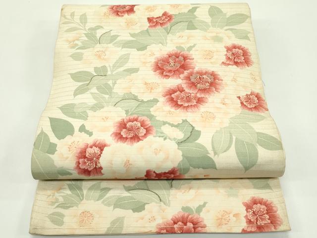 平和屋着物＊夏物　アンティーク　大正ロマン　両面　全通柄　京袋帯　駒刺繍　牡丹　菊　正絹　逸品　CABG7424rv 26,325円