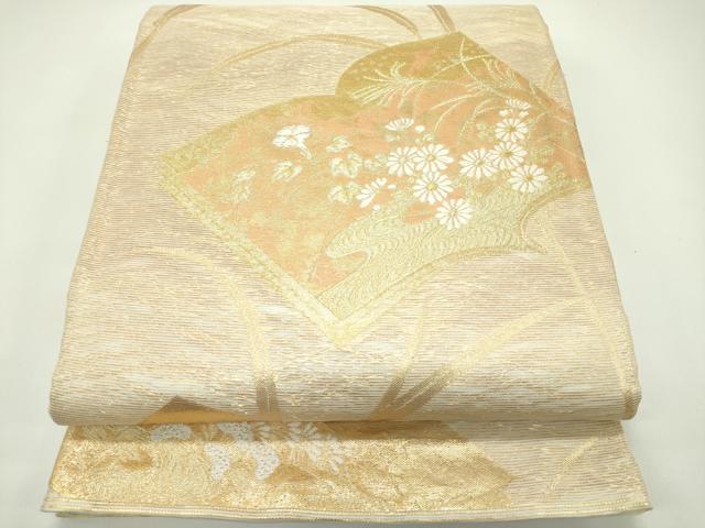 平和屋着物＊夏物　六通柄袋帯　絵本に菊　金銀糸　正絹　逸品　CABG7431rv