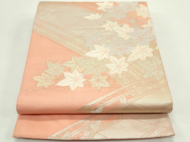 平和屋着物＊夏物　六通柄袋帯　渡り橋楓文　金銀糸　正絹　逸品　CABG7558rv 21,450円