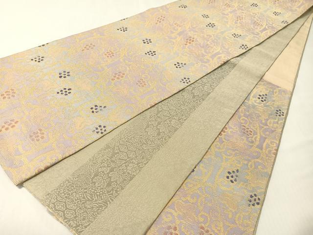 平和屋着物●両面　六通柄袋帯　葡萄唐草文　金糸　正絹　逸品　CABG7879vp