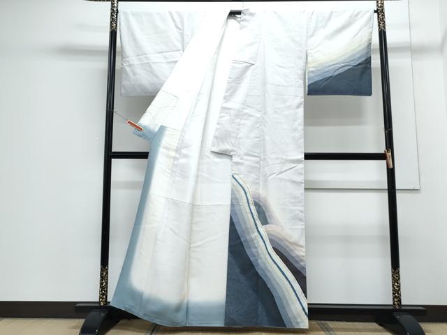 平和屋着物●訪問着　紬地　霞文　金彩　正絹　逸品　CABG8445th_1