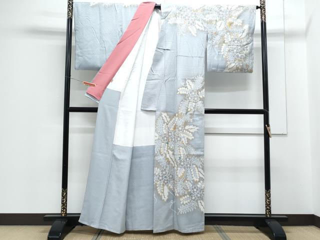 平和屋着物●訪問着　絞り　草花文　暈し染め　金銀彩　ますいわ屋扱い　正絹　逸品　CABG8454th_1