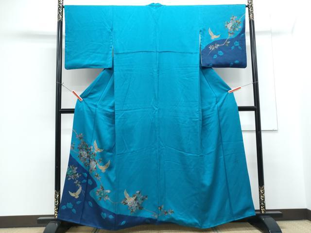平和屋着物●染色作家　斉藤三才　訪問着　絞り　三才鳥　金彩　正絹　逸品　CABG8477th