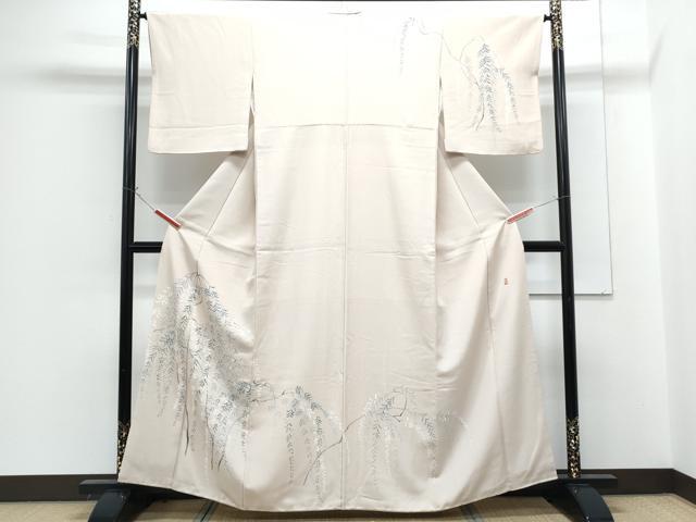 平和屋着物●十日町　加賀草木友禅の第一人者　田村哲彦　訪問着　枝垂れ柳　正絹　逸品　CABG8499th