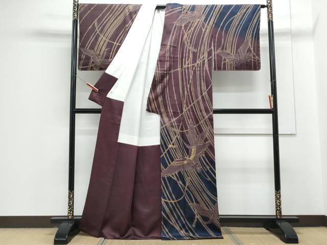 平和屋着物●訪問着　駒刺繍　飛鶴紐文　暈し染め　金彩　正絹　逸品　未使用　CABG8510th_1