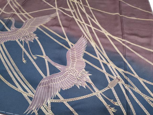 平和屋着物●訪問着　駒刺繍　飛鶴紐文　暈し染め　金彩　正絹　逸品　未使用　CABG8510th_4
