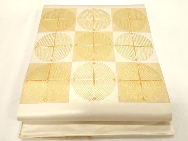 平和屋着物●西陣　川島織物　太鼓柄袋帯　駒刺繍　格子柄　金彩　正絹　逸品　CABG9444dy