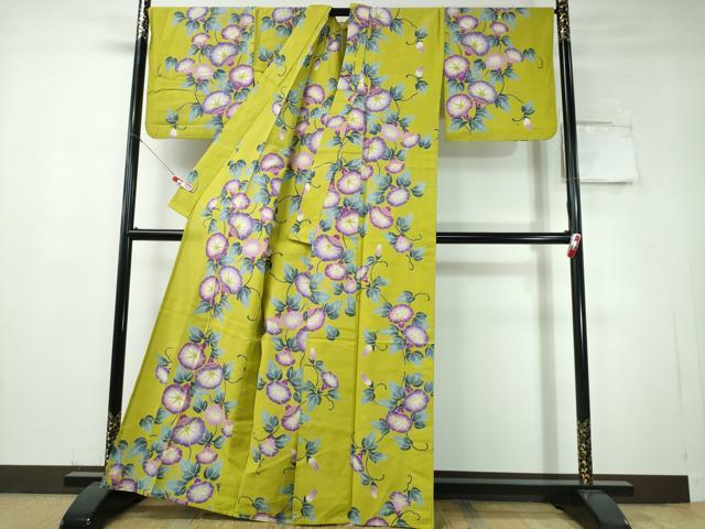 平和屋着物∴夏物　浴衣　注染　手縫い　朝顔　日本製　綿　逸品　CABH1488ng_2