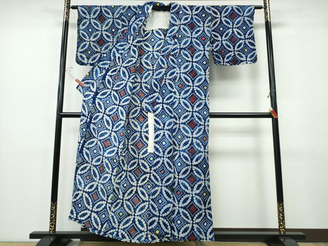 長閑やかさ屋御召しもの∴夏物 浴衣 有松鳴海絞り 七宝文 綿 珠玉 CABH1507ng