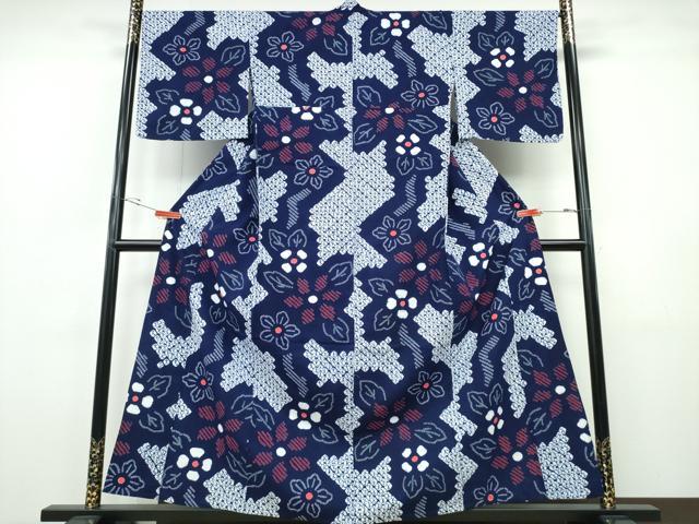 平和屋着物∴夏物　浴衣　有松鳴海絞り　枝花文　綿　逸品　CABH1524ng