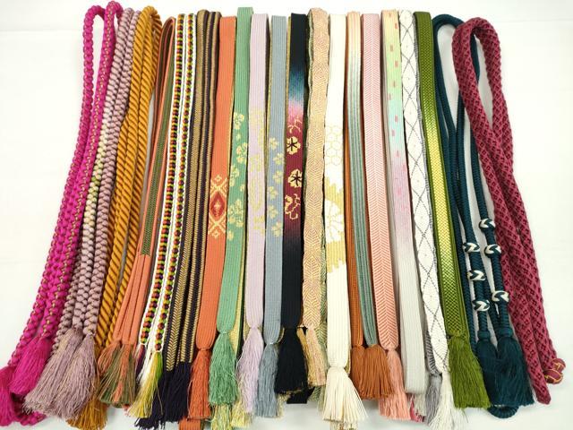 平和屋着物●和装小物　帯締め20本セット　高麗組　畝打組　冠組　唐組　笹浪組　礼装用　金糸　未使用あり　逸品　CABH2037ju