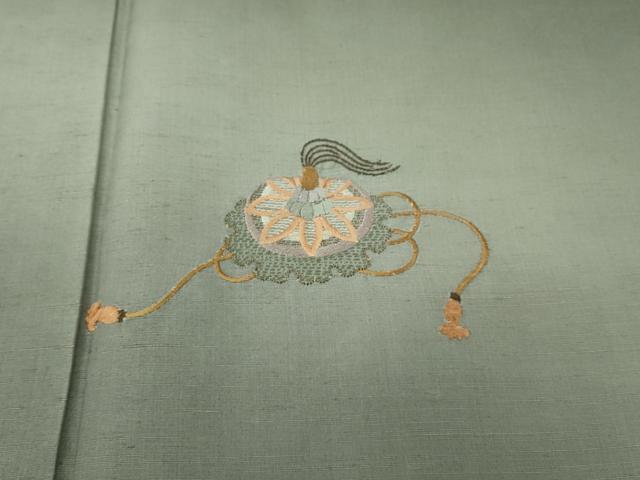 平和屋着物●創業140年　小糸染芸の四代目　小糸敏夫　訪問着　紬地　総刺繍　打ち出の小槌　吉祥花文　暈し染め　金糸　逸品　CABH2403ut_2
