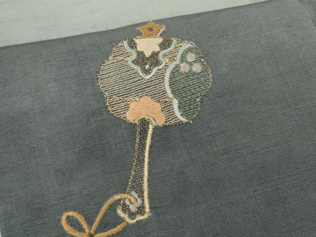 平和屋着物●創業140年　小糸染芸の四代目　小糸敏夫　訪問着　紬地　総刺繍　打ち出の小槌　吉祥花文　暈し染め　金糸　逸品　CABH2403ut_5