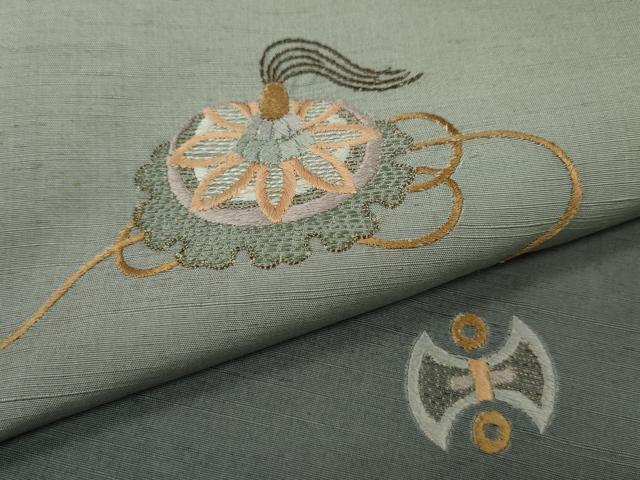 平和屋着物●創業140年　小糸染芸の四代目　小糸敏夫　訪問着　紬地　総刺繍　打ち出の小槌　吉祥花文　暈し染め　金糸　逸品　CABH2403ut_6