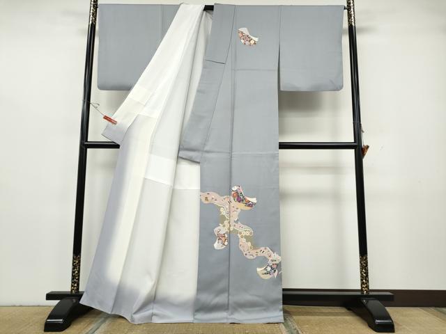 平和屋着物●西陣　京の名門　じゅらく謹製　帝王紫　訪問着　刺繍　道長誰が袖花文　金彩　正絹　逸品　CABH2553ut_1