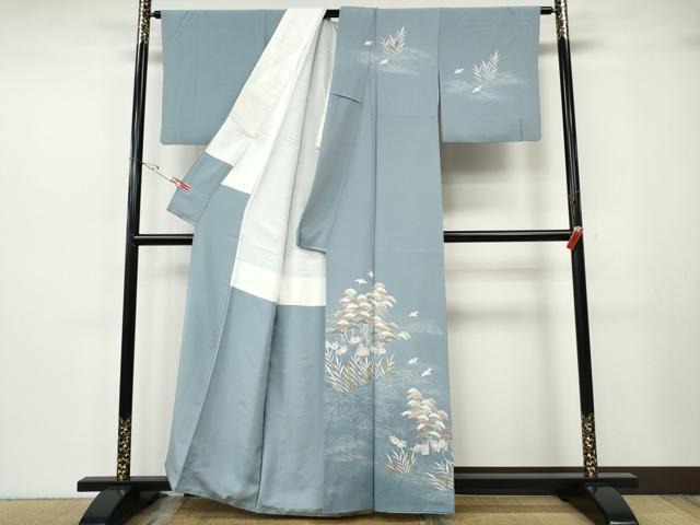 平和屋着物●訪問着　立波飛鳥草花文　暈し染め　金彩　正絹　逸品　CABH2677ut_1