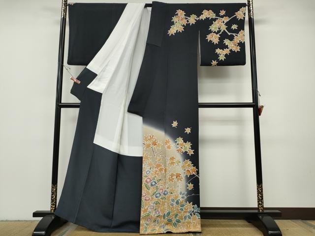 平和屋着物●訪問着　作家物　ろうけつ染め　草花文　暈し染め　鬼しぼ縮緬　正絹　逸品　CABH2800ut_1