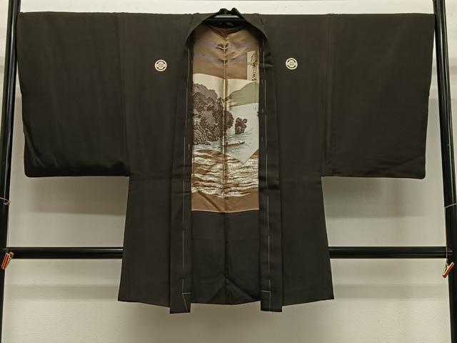 平和屋着物＃男性　長羽織　黒紋付　正絹　逸品　CABH3256ua 23,725円
