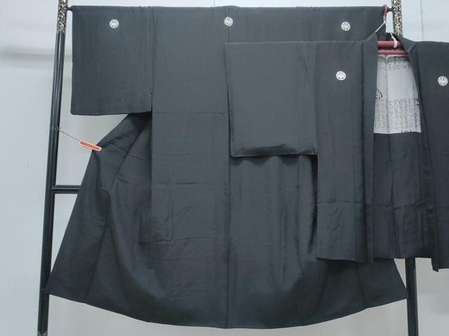 平和屋着物●男性　黒紋付　羽織セット　正絹　逸品　CABH3643th