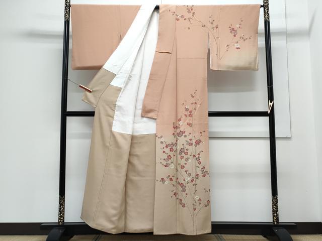 平和屋着物●訪問着　枝花文　暈し染め　金彩　正絹　逸品　CABH3744th_1