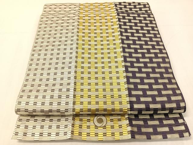平和屋着物●本場筑前博多織　八寸名古屋帯　間道　単衣帯　正絹　逸品　CABH4733vp