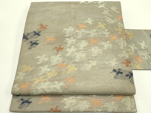 平和屋着物＊夏物　アンティーク　大正ロマン　九寸名古屋帯　飛蝶文　金銀糸　正絹　逸品　CABH5690rv 31,200円