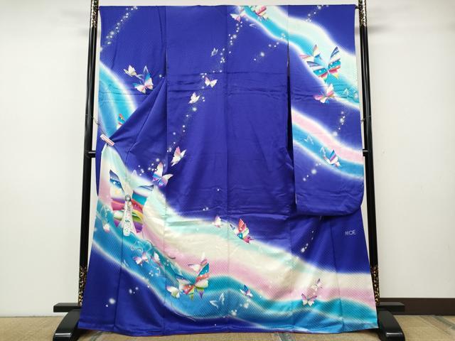平和屋着物●絵本作家　永田萌　振袖　人物舞蝶文　暈し染め　銀彩　正絹　逸品　CABH9737ut 40,560円