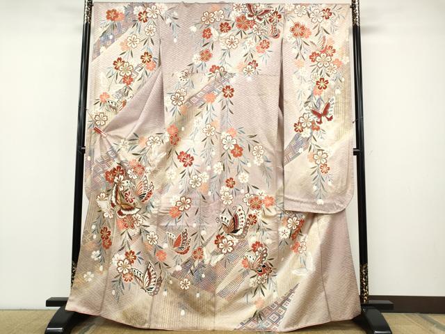 平和屋着物●谷崎潤一郎の世界　振袖　駒刺繍　舞蝶枝垂れ花文　暈し染め　金彩　正絹　逸品　CABH9921ut 29,575円