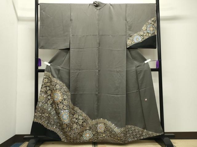 平和屋着物●玉虫金彩　加藤信和　訪問着　更紗花唐草文　黒地　正絹　逸品　CABI0845gh 42,120円