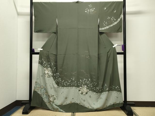 平和屋着物●中国三大刺繍　スワトウ刺繍　総刺繍　訪問着　向かい鳥花唐草文　金彩　正絹　逸品　CABI1060gh 38,870円
