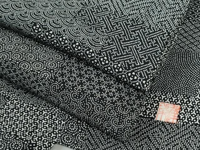 平和屋着物●江戸小紋　作家物　短冊重ね吉祥花文　黒地　正絹　逸品　CABI2145yc 29,575円