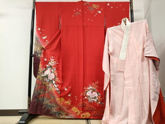 平和屋着物●豪華振袖・長襦袢セット　松竹梅花車文　暈し染め　金彩　鈴乃屋扱い　正絹　逸品　CABI2235yc 33,800円