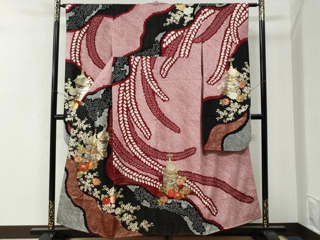 平和屋着物●豪華振袖　総絞り　駒刺繍　鉾草花文　金銀彩　鈴乃屋扱い　正絹　逸品　CABI2236yc 35,490円