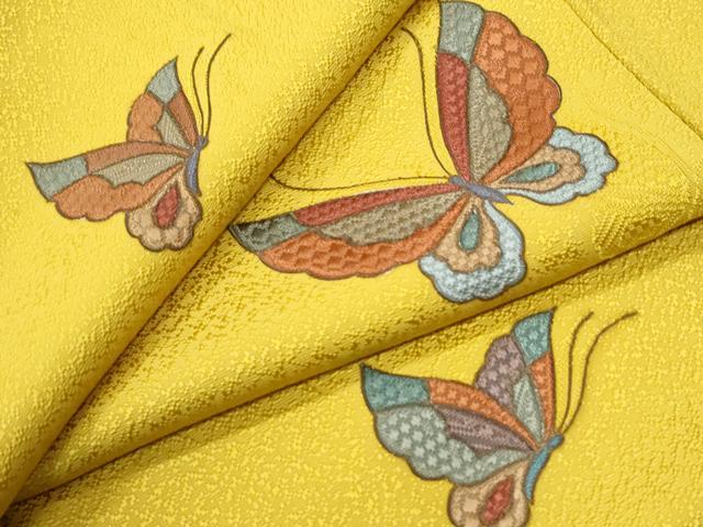 平和屋着物●上質な小紋　舞蝶文　ロング丈　正絹　逸品　CABI2858yc
