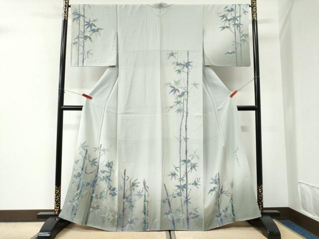 平和屋着物●二代目清次郎　手描き　訪問着　笹竹文　暈し染め　金彩　正絹　逸品　未使用　CABI2890yc