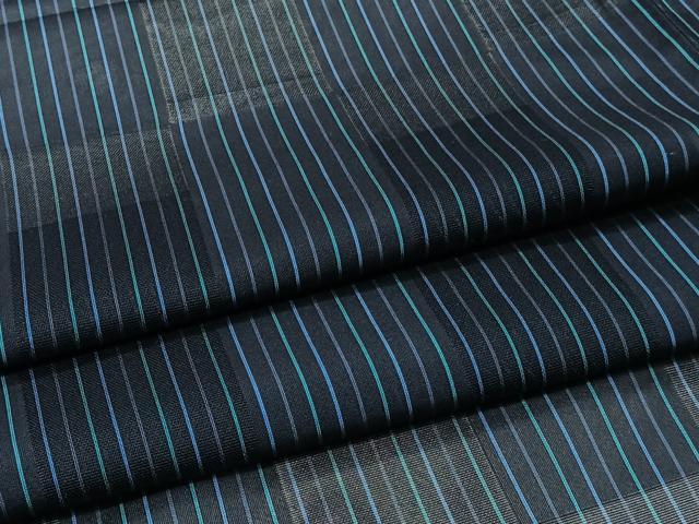 平和屋着物＊夏物　小紋　市松紋紗　縞　正絹　逸品　CABI3783xi