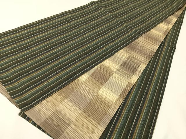 平和屋着物●両面　全通柄袋帯　紬地　間道　正絹　逸品　CABI4103vp 41,600円