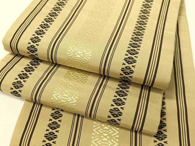 平和屋着物○本場筑前博多織 半幅帯 献上 正絹 逸品 CABI4117vpの通販