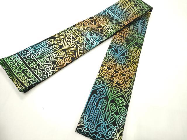 平和屋着物●男性　角帯　幾何学文　黒地　金糸　正絹　逸品　CABI4887ak