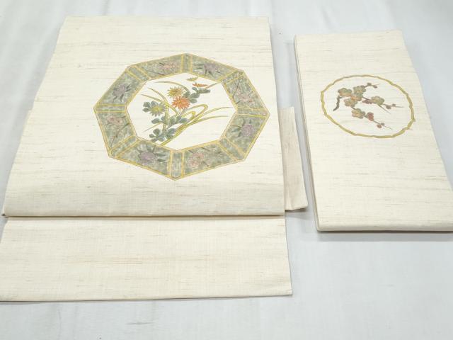 平和屋着物＊夏物　つけ帯　亀甲花文　麻　正絹　逸品　CABI5995fb