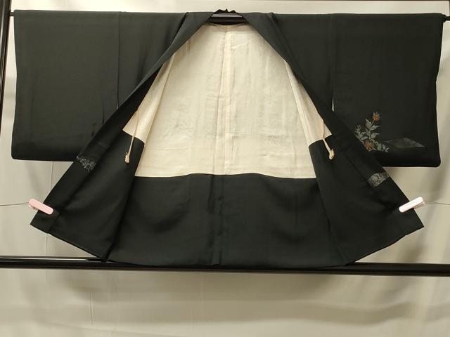 平和屋着物＃羽織 草花文 黒地 交織 CABF8857in 送料無料】平和屋着物＃羽織 総刺繍 鼓文 黒地 正絹 逸品