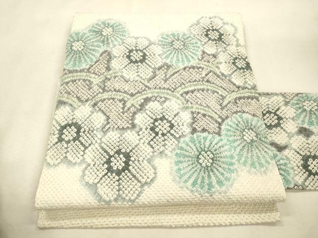 平和屋着物●名門　藤娘きぬたや・総絞り　九寸名古屋帯　草花文　正絹　逸品　CABI7249dy