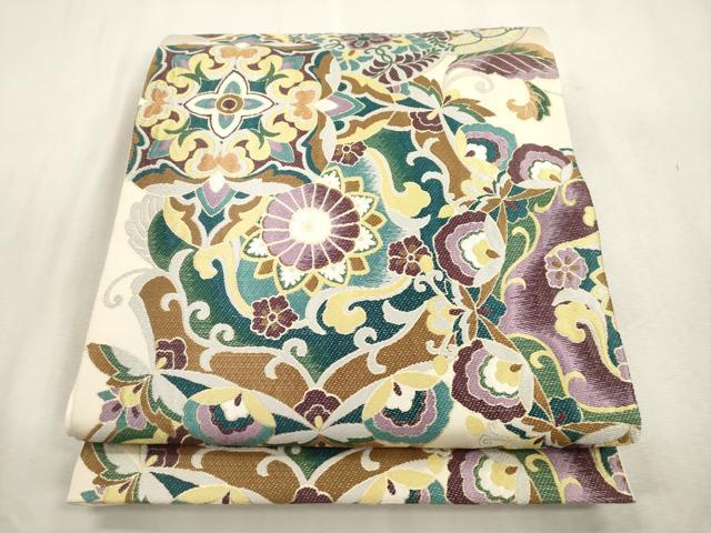 平和屋着物●六通柄袋帯　正倉院花文　金糸　正絹　逸品　CABI7584dy 25,012円